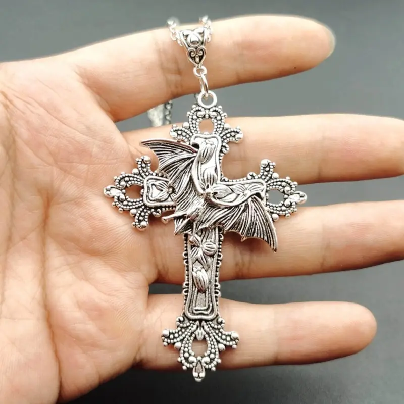 652F Cross Pendant Necklace Cross Choker Gothic Cross Necklaces Pendant Choker Party Accessories Perfect Gift for Women Girls