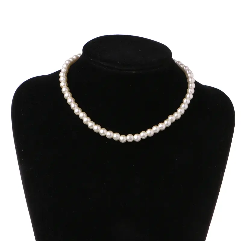 652F Classic Peal Necklace Glass Imitation Freshwater Beads Necklace Fashionable Clavicle Chain Jewelry Pendant for Friends