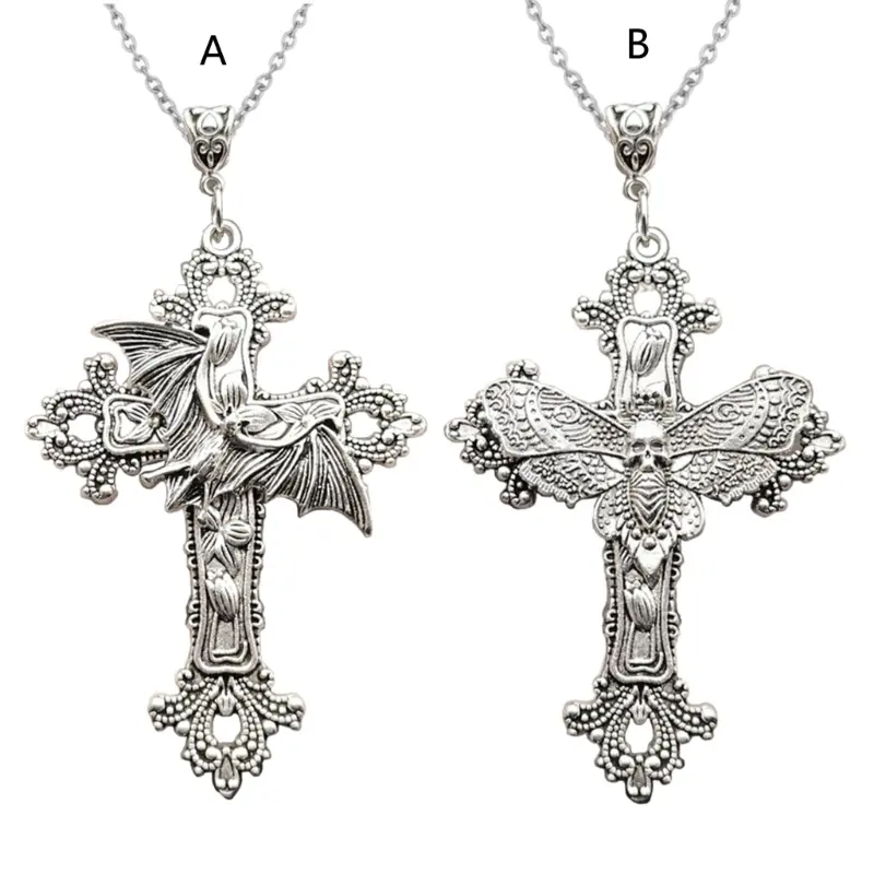 652F Cross Pendant Necklace Cross Choker Gothic Cross Necklaces Pendant Choker Party Accessories Perfect Gift for Women Girls