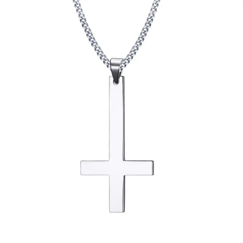 652F Dainty Stainless Steel Holy Inverted for Cross Pendant with Chain for Daily Wear