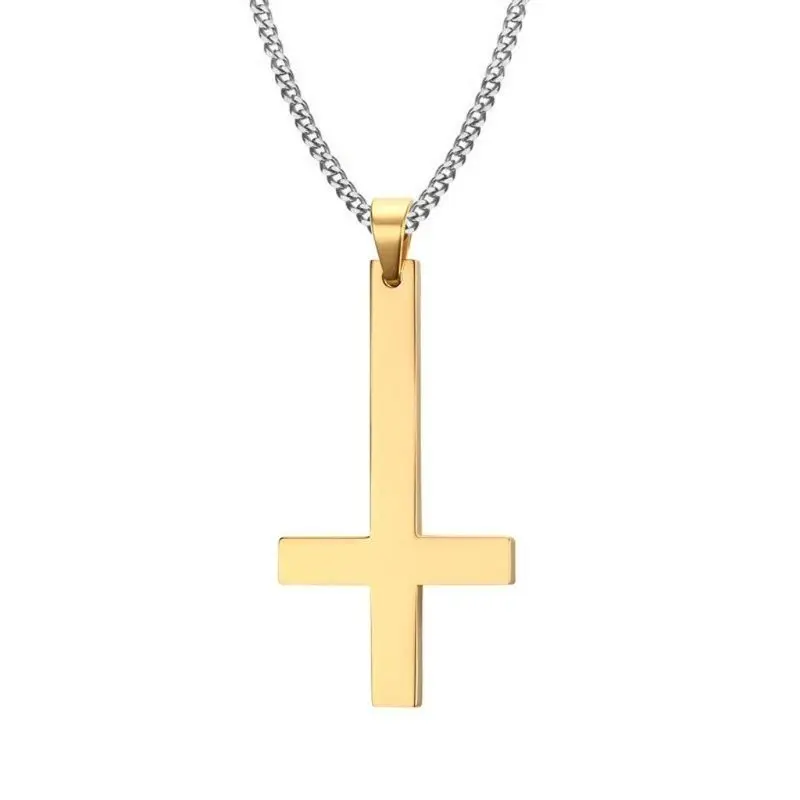 652F Dainty Stainless Steel Holy Inverted for Cross Pendant with Chain for Daily Wear