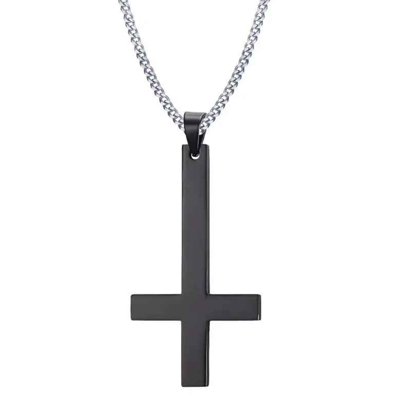 652F Dainty Stainless Steel Holy Inverted for Cross Pendant with Chain for Daily Wear