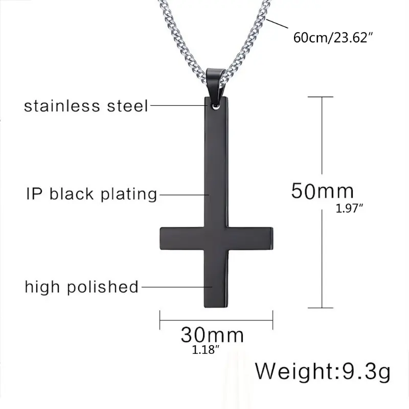 652F Dainty Stainless Steel Holy Inverted for Cross Pendant with Chain for Daily Wear