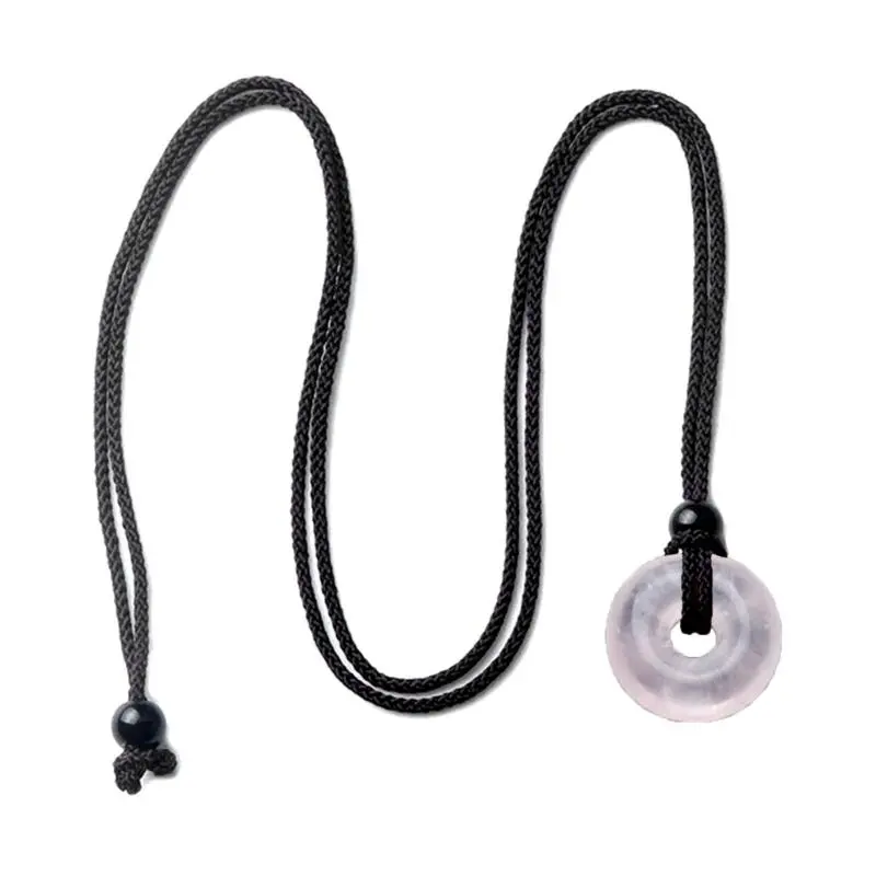 652F Novel Crystal Agate Stone Pendant All-matched Clavicle Chain Adjustable Black Rope Cold Wind Safety Buckle Necklace