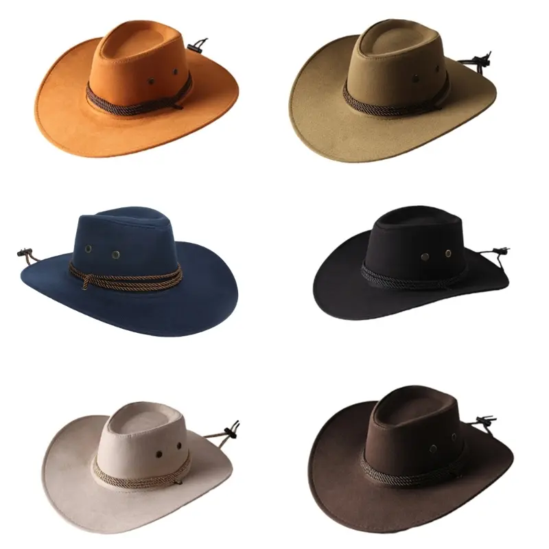 652F Solid Color Western Cowboy Hat Retro Wide Brim Jazz Hat for Sun for Protection Gift for Xmas New Year Thanksgiving Valen