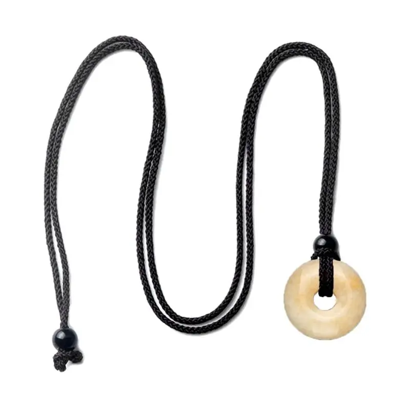 652F Novel Crystal Agate Stone Pendant All-matched Clavicle Chain Adjustable Black Rope Cold Wind Safety Buckle Necklace