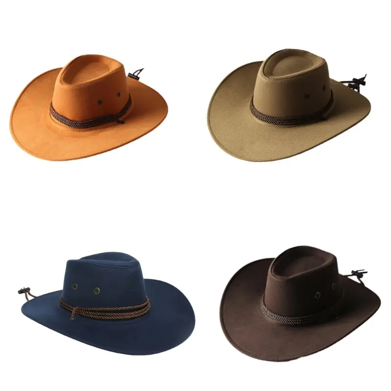 652F Solid Color Western Cowboy Hat Retro Wide Brim Jazz Hat for Sun for Protection Gift for Xmas New Year Thanksgiving Valen