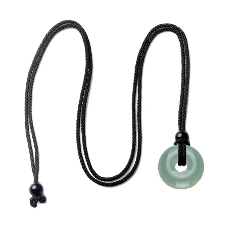 652F Novel Crystal Agate Stone Pendant All-matched Clavicle Chain Adjustable Black Rope Cold Wind Safety Buckle Necklace