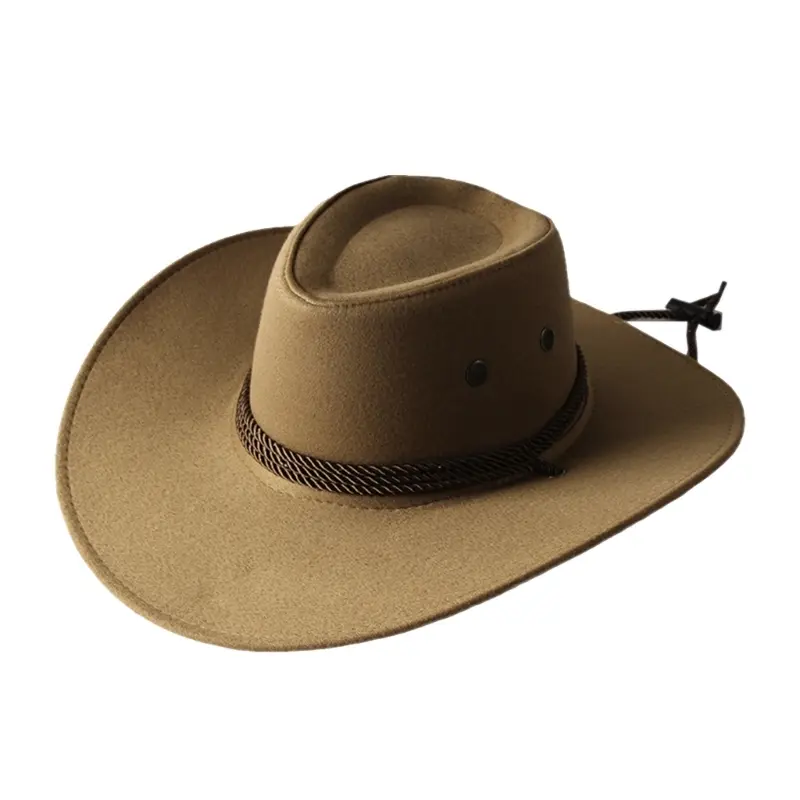 652F Solid Color Western Cowboy Hat Retro Wide Brim Jazz Hat for Sun for Protection Gift for Xmas New Year Thanksgiving Valen