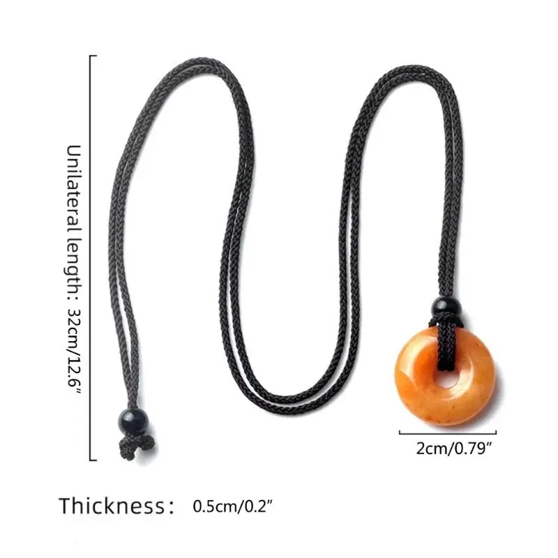 652F Novel Crystal Agate Stone Pendant All-matched Clavicle Chain Adjustable Black Rope Cold Wind Safety Buckle Necklace