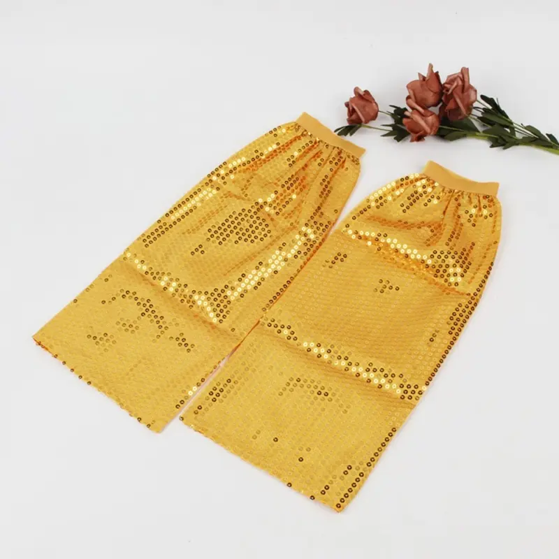 652F Sequins Leg Warmers Sparkle Leg Sleeves 80 Dance Party Knee High Leg Socks for Women Girls Harajuku Leg Cover Gifts