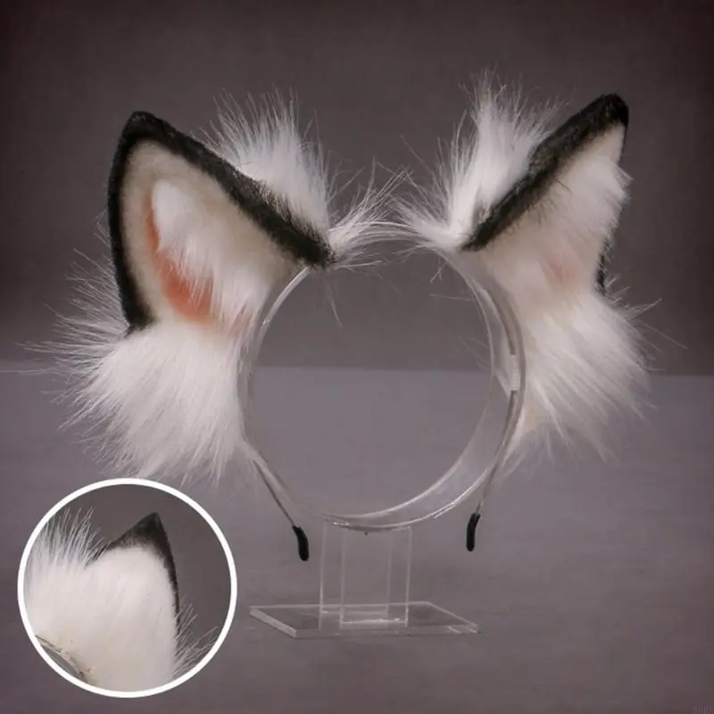 Lovely Faux  Wolf Ears Headband Realistic Furry  Animal Hair Hoop  Anime Masquerade Cosplay Costume