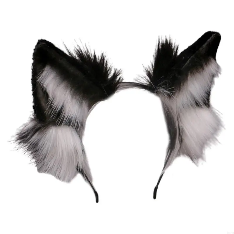 Lovely Faux  Wolf Ears Headband Realistic Furry  Animal Hair Hoop  Anime Masquerade Cosplay Costume
