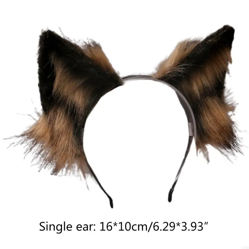 Lovely Faux  Wolf Ears Headband Realistic Furry  Animal Hair Hoop  Anime Masquerade Cosplay Costume