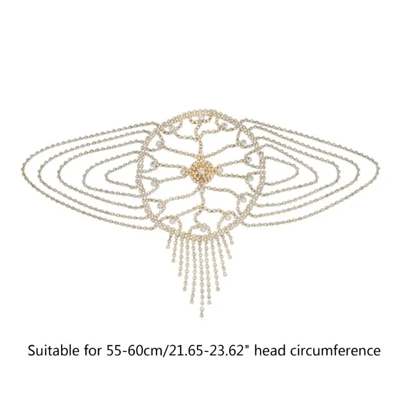 652F Women  Tassels Chain Headpiece Silver/ Golden Bridal Hair Accessory for Evening Dress Party Prom