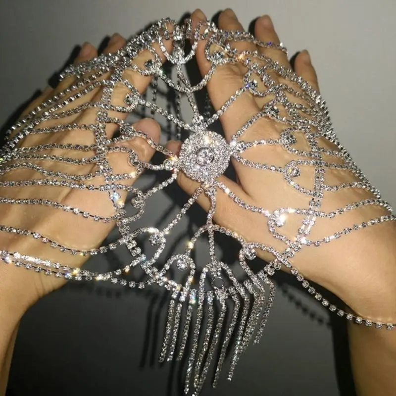 652F Women  Tassels Chain Headpiece Silver/ Golden Bridal Hair Accessory for Evening Dress Party Prom