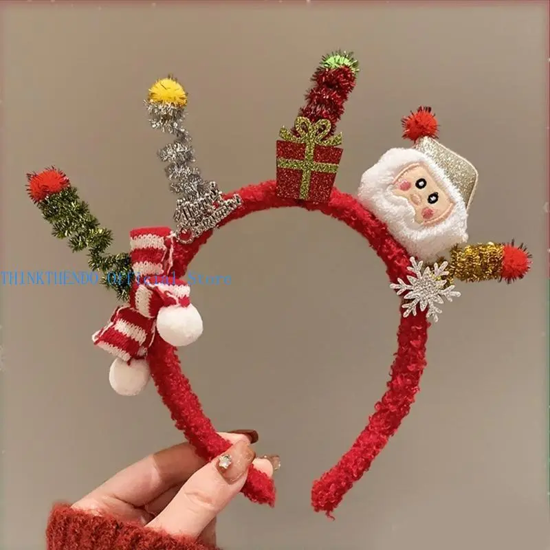 39BB Unique Christmas Headwear Reindeer Antler Headband For Holiday Celebrations