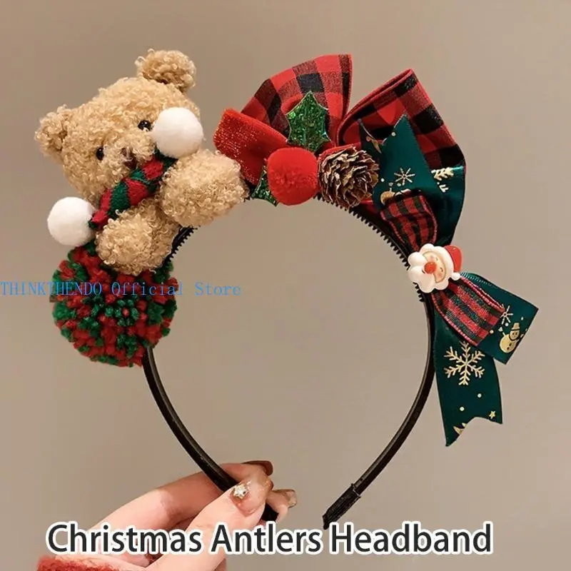39BB Unique Christmas Headwear Reindeer Antler Headband For Holiday Celebrations