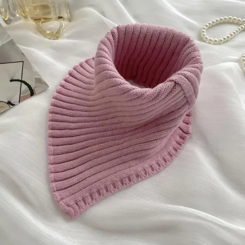 652F Women Winter Rib Knit Turtleneck Faux Collar Solid Color Detachable  Triangular Scarf Wrap Windproof Neck Warmer