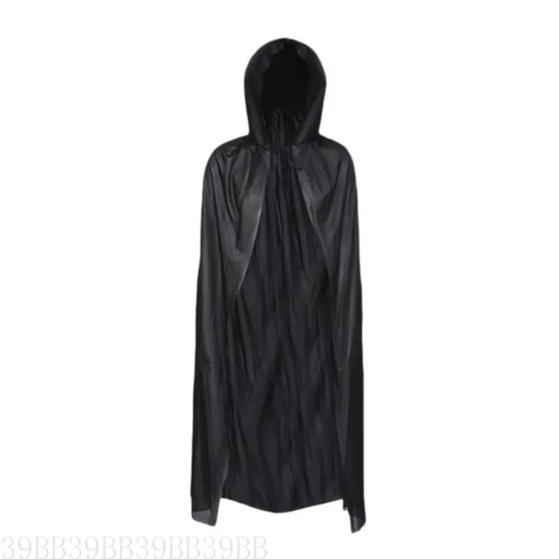 39BB Women Witch Hooded Cape Cloak Costume Witch Hat Long Gloves Adult Halloween Witch Costume Accessory for Women Cosplay