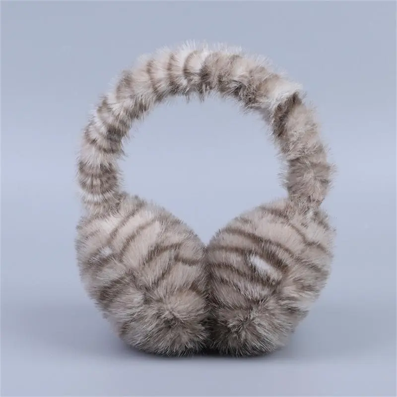 652F Cats Pattern Earmuffs Cold Weather Warm Plush Earmuff Cartoon Student Ear Muffs for Indoor Relaxation