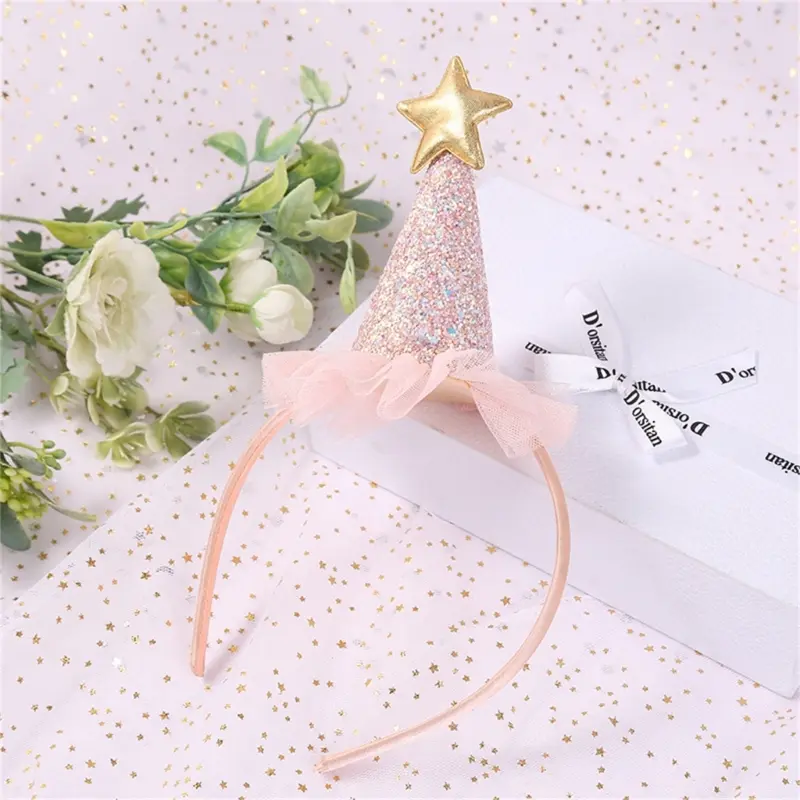 652F Adjustable Mini Top Hat Headbands With Sequins Design For Children Girl Stage Performances Birthday Party Gathering