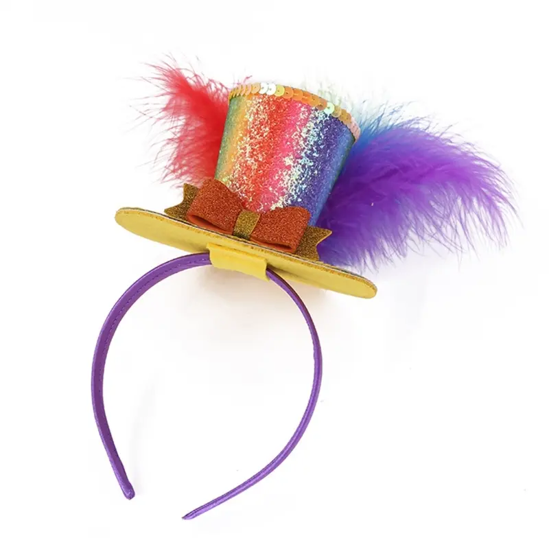 652F Adjustable Mini Top Hat Headbands With Sequins Design For Children Girl Stage Performances Birthday Party Gathering