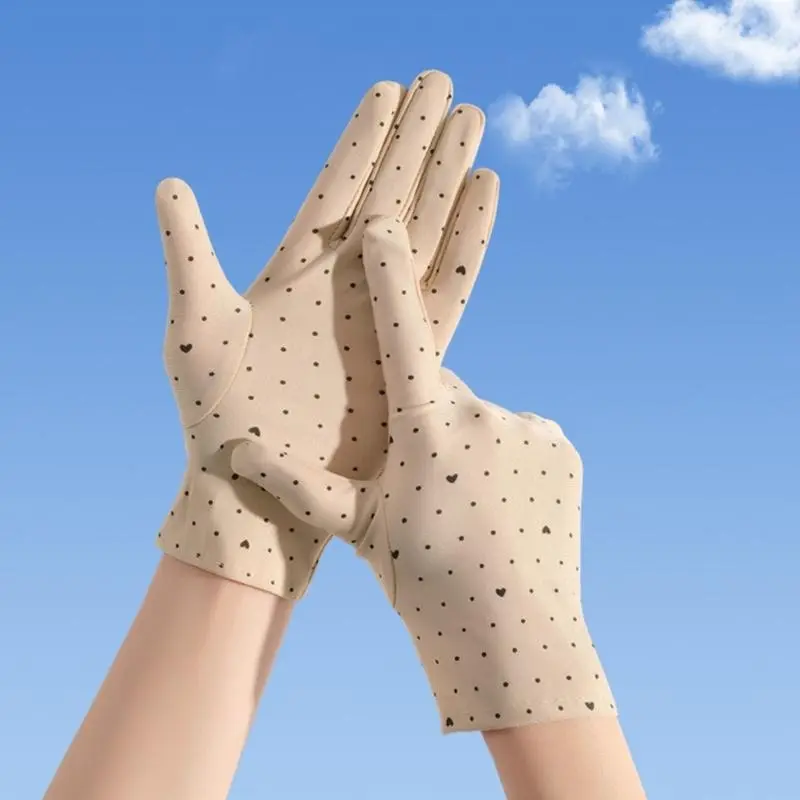 652F Skin-friendly Adult Gloves Summer Full-finger Breathable Solid Color Mittens Teens Outdoor Sports Full Finger Gloves