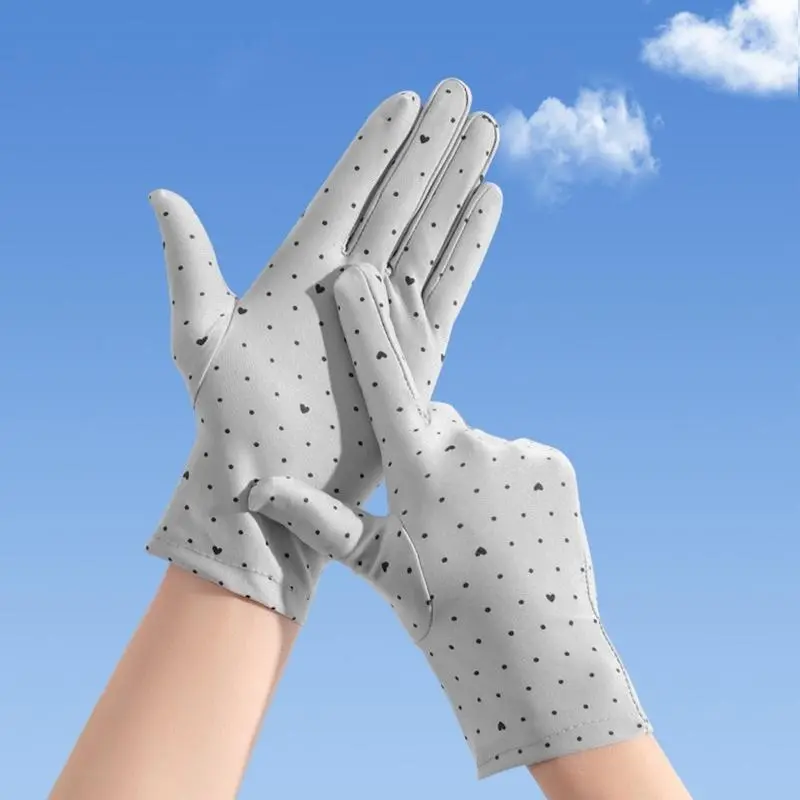 652F Skin-friendly Adult Gloves Summer Full-finger Breathable Solid Color Mittens Teens Outdoor Sports Full Finger Gloves