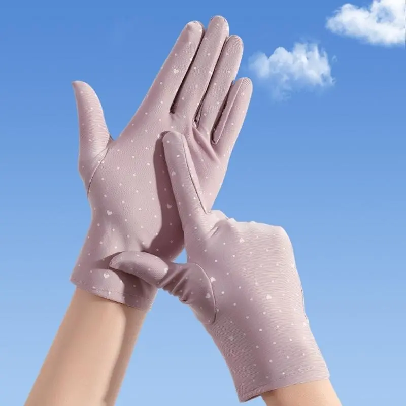 652F Skin-friendly Adult Gloves Summer Full-finger Breathable Solid Color Mittens Teens Outdoor Sports Full Finger Gloves