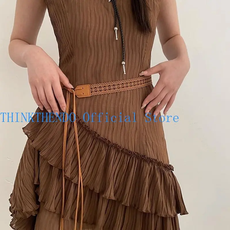 39BB Girls Cowgirl Waist Belt American Street Dance Skinny Belt with Tassels