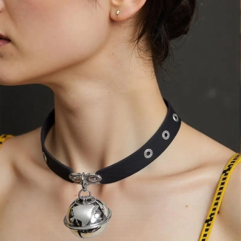 39BB Punk Leather Choker Catgirl Eye Mask Rivets Choker for Women Masquerade Cosplay