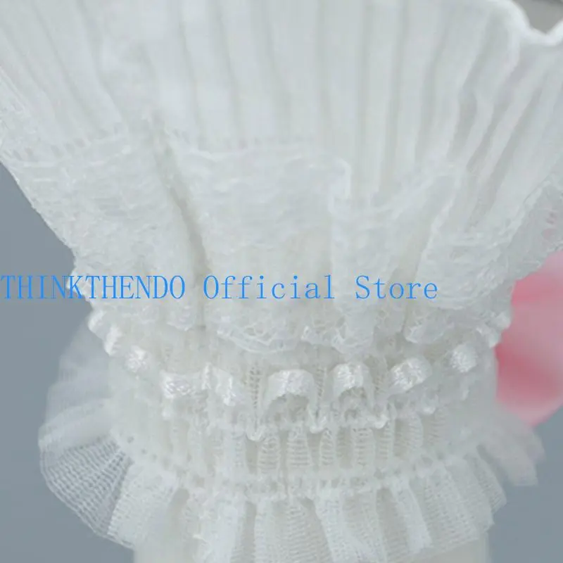 652F Sheer Ruffle Lace Cuffs Girls Elastic Wrist Cuffs for Y2k Girls Taking Photo Shirt Decorations Female Lace Wrist Cuffs