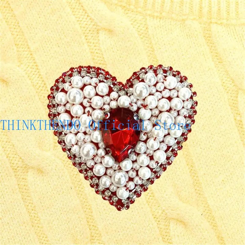 39BB Delicate Sequins Heart Sew Patches Trimmings Applique Wedding Gown DIY