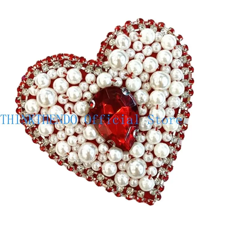 39BB Delicate Sequins Heart Sew Patches Trimmings Applique Wedding Gown DIY