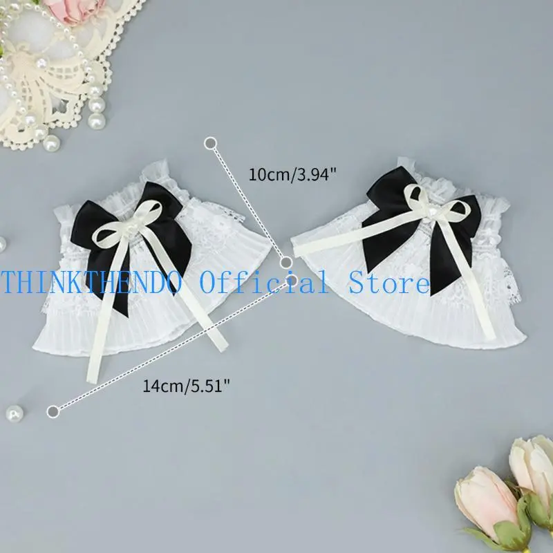 652F Sheer Ruffle Lace Cuffs Girls Elastic Wrist Cuffs for Y2k Girls Taking Photo Shirt Decorations Female Lace Wrist Cuffs