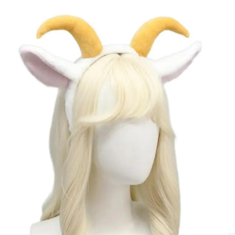 652F Lamb Hairbands Festive Photo Props Sheep Horn Headbands Party Headpiece Fun Headbands for Music Festivals