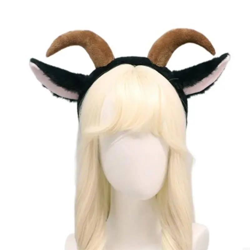 652F Lamb Hairbands Festive Photo Props Sheep Horn Headbands Party Headpiece Fun Headbands for Music Festivals