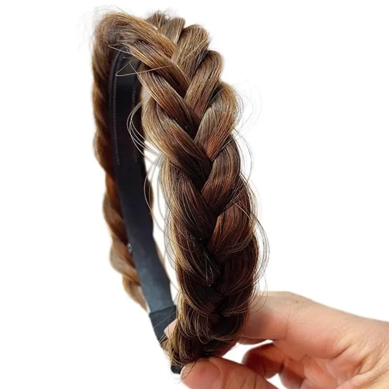 652F Women's Braided Hair Band High Elasticity Hairpiece Fashionable Hair Accesories Hairband for Girls Natural Look