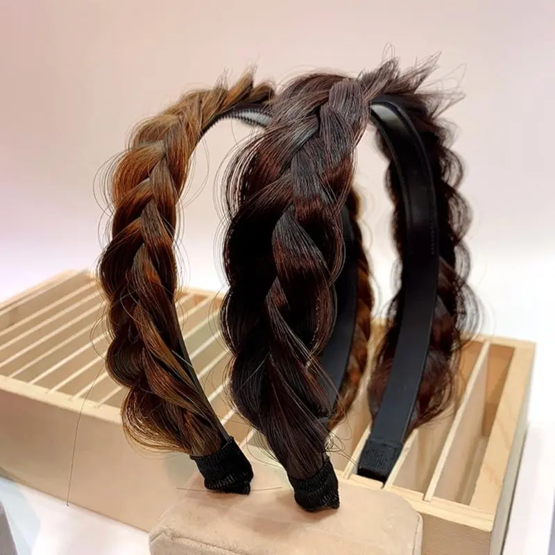 652F Women's Braided Hair Band High Elasticity Hairpiece Fashionable Hair Accesories Hairband for Girls Natural Look
