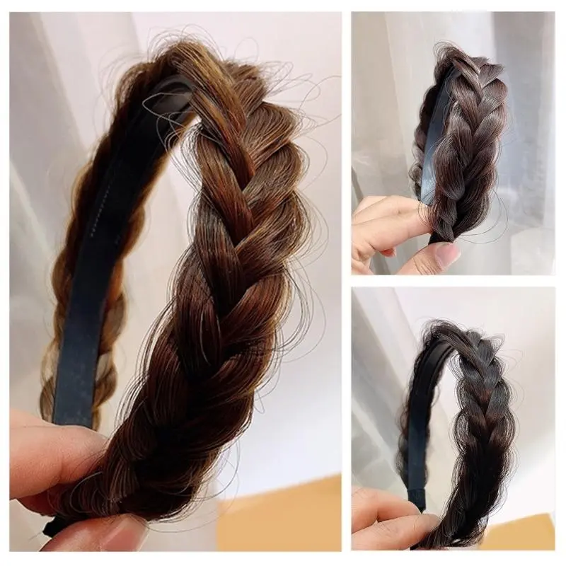 652F Women's Braided Hair Band High Elasticity Hairpiece Fashionable Hair Accesories Hairband for Girls Natural Look