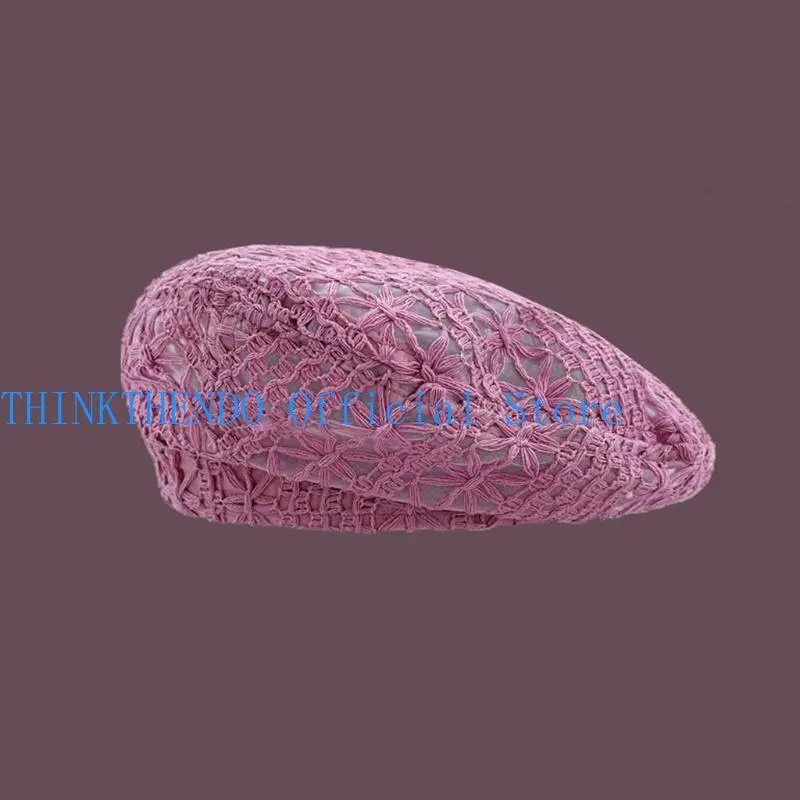 39BB Hollowed Out Hats Caps Hand Crocheted Women's Cozy Laced