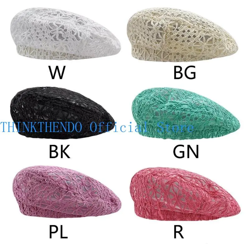 39BB Hollowed Out Hats Caps Hand Crocheted Women's Cozy Laced