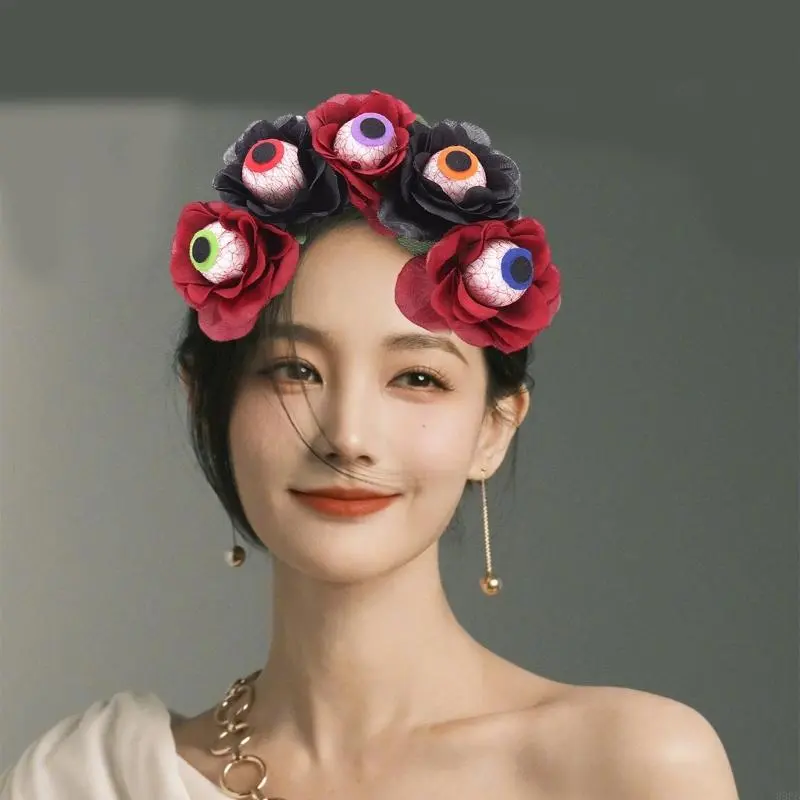 652F Funny Skull Headband Bloody Eyeball Party Cosplay Costume Headwear Halloween Costume Supplies Hairband