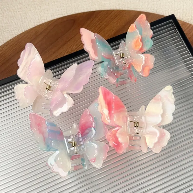 652F Sophisticated Double Layer Butterfly Hair Clip Claw for Women Modern Hair Styling Tool Complements Various Hairstyles