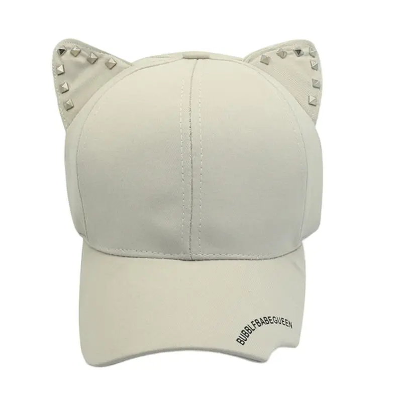 652F Cats Ear Baseball Hat for Women and Girl Korean Skull Hat Outdoor Photo Caps Popular Shopping Streetwear Sun Hat