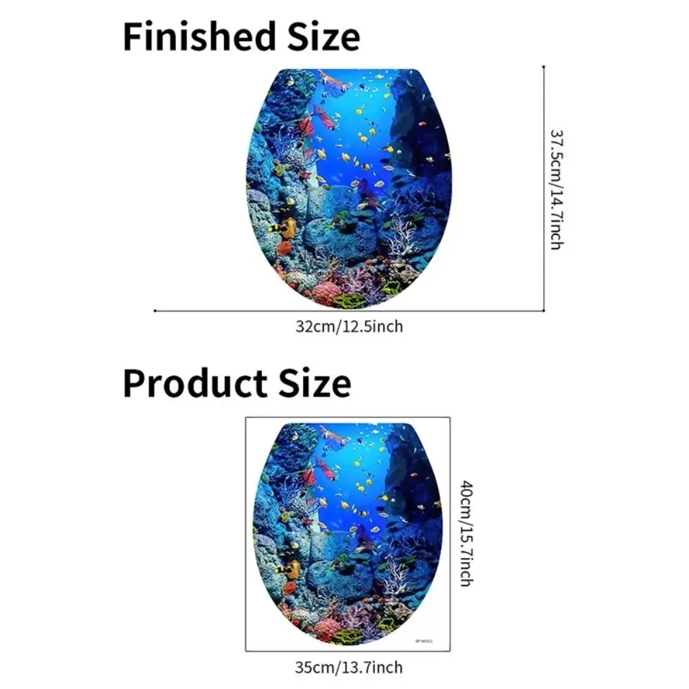 3D PVC Toilet Seat Sticker Removable Self-adhesive Bathroom Decals Creative Waterproof Toilet Lid Sticker Dormitory