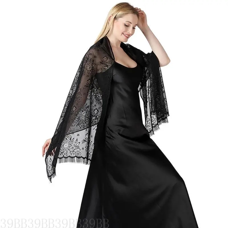 39BB Elegant Bridal Shawl for Wedding Dress Overlay Lace for Wedding Bride