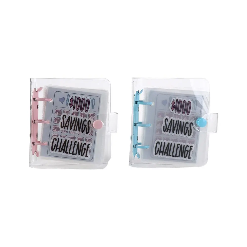 Waterproof $1000 Money Savings Challenge Binder PVC Button Closure Mini Budget Binder Notebook Clear Portable