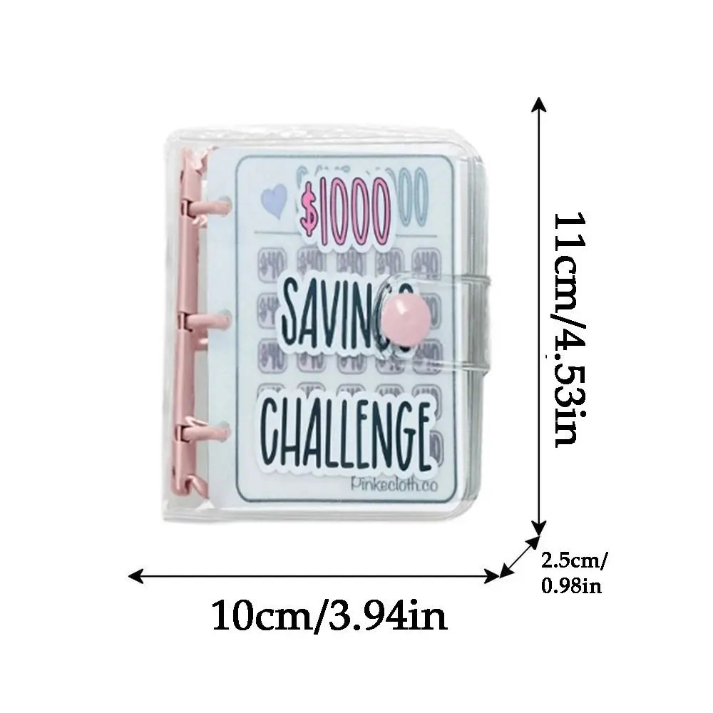 Waterproof $1000 Money Savings Challenge Binder PVC Button Closure Mini Budget Binder Notebook Clear Portable